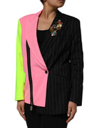 Dolce & Gabbana Multicolor Patchwork Embellished Coat Jacket - Eljoys Fashion 