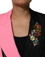 Dolce & Gabbana Multicolor Patchwork Embellished Coat Jacket - Eljoys Fashion 