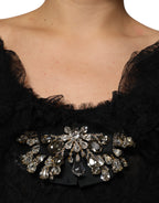 Dolce & Gabbana Black Crystal Embellished Midi A-line Dress - Eljoys Fashion 