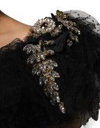 Dolce & Gabbana Black Crystal Embellished Midi A-line Dress - Eljoys Fashion 