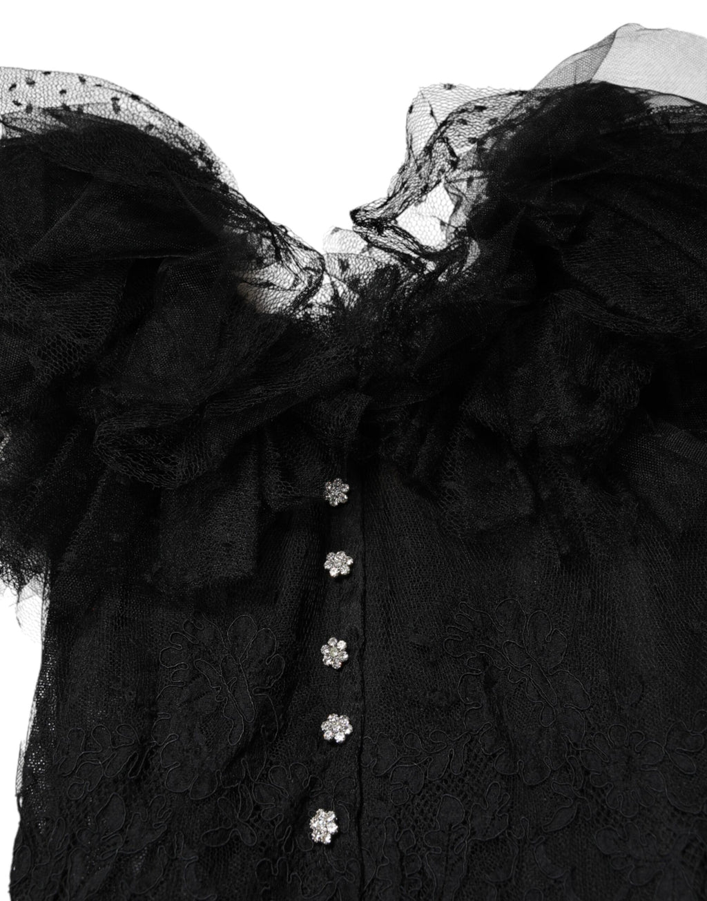 Dolce & Gabbana Black Crystal Embellished Midi A-line Dress - Eljoys Fashion 