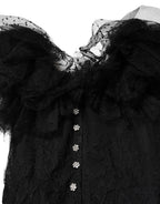 Dolce & Gabbana Black Crystal Embellished Midi A-line Dress - Eljoys Fashion 