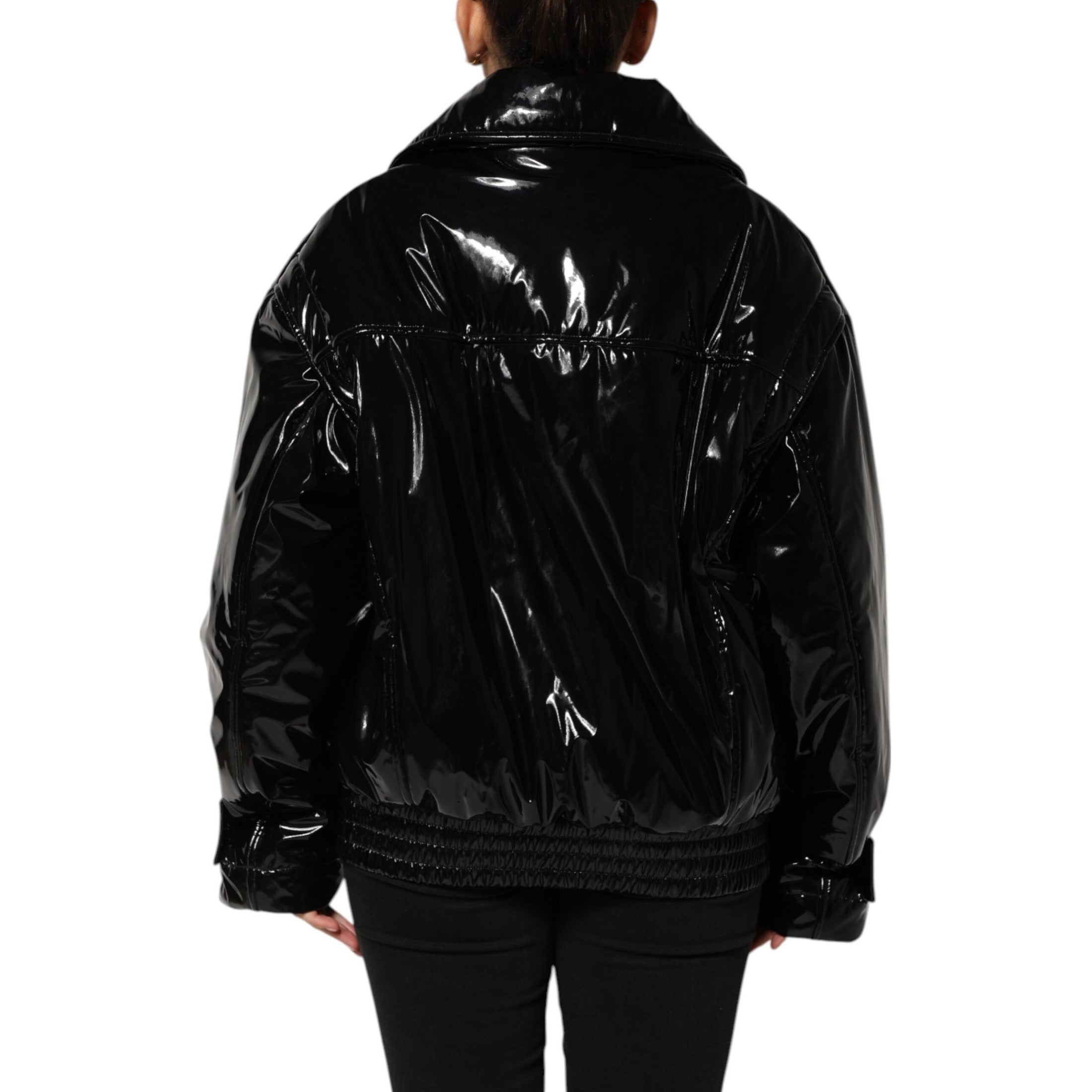 Dolce & Gabbana Black Polyester Quilted Puffer Coat Jacket