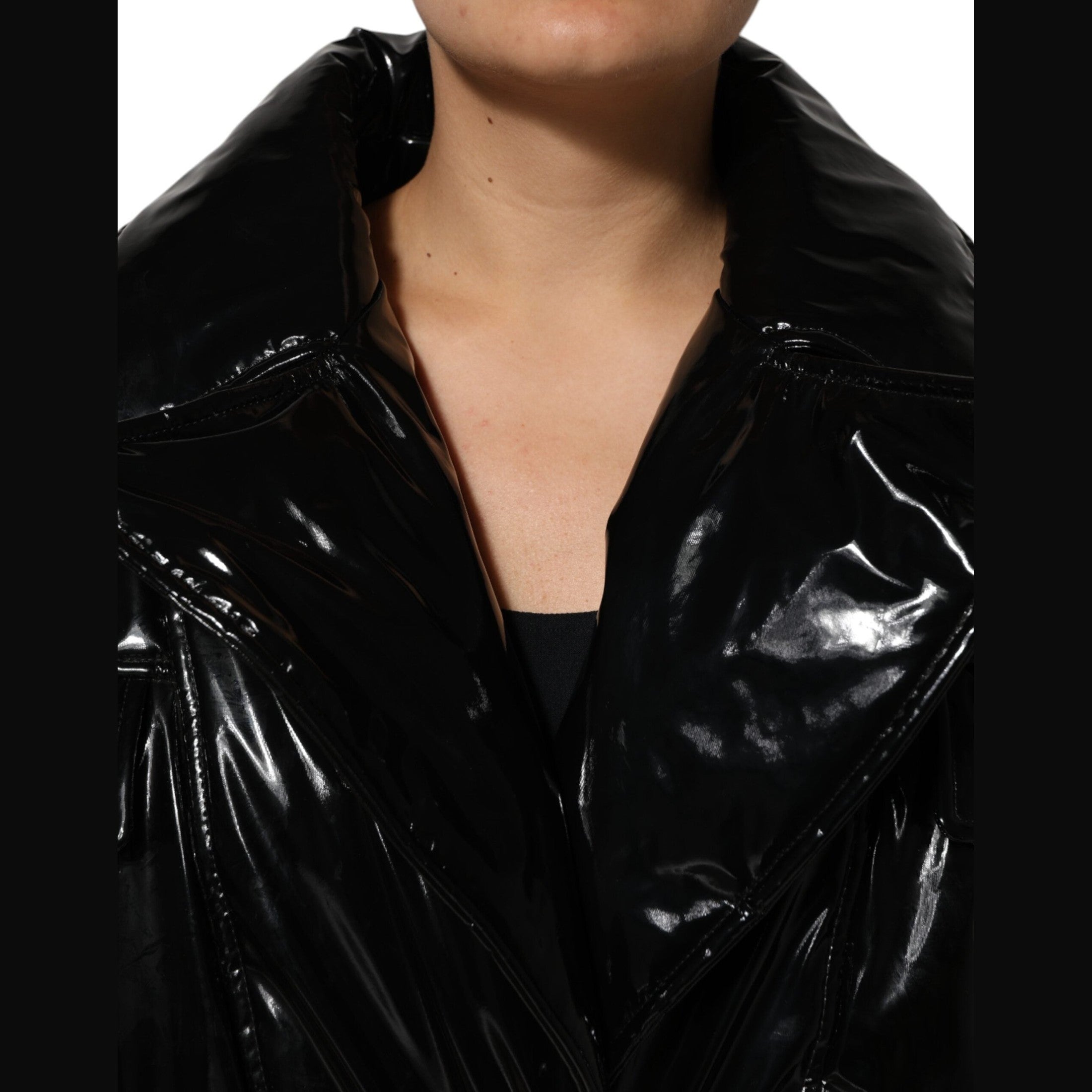 Dolce & Gabbana Black Polyester Quilted Puffer Coat Jacket
