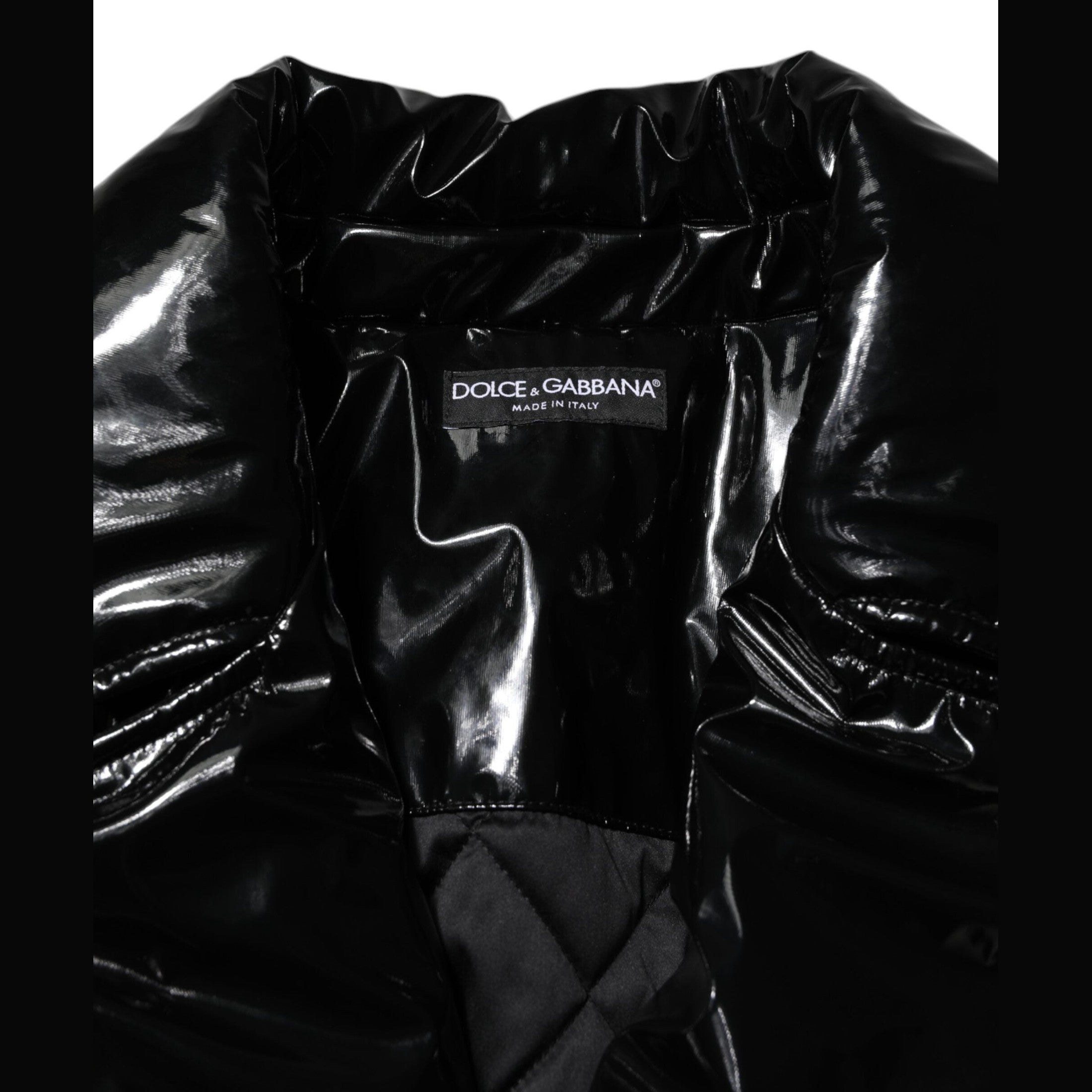 Dolce & Gabbana Black Polyester Quilted Puffer Coat Jacket