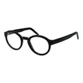 Andy Wolf black acetate glasses frames with round lenses and sleek design, showcased in a clear, close-up view.