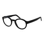 Andy Wolf black acetate glasses frames with round lenses and sleek design, showcased in a clear, close-up view.