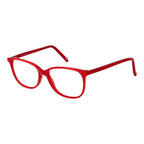 Andy Wolf red acetate glasses frames featuring a stylish, contemporary design with clear lenses.