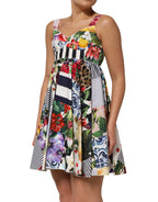 Dolce & Gabbana Multicolor Patchwork Cotton AlineMini Dress - Eljoys Fashion 