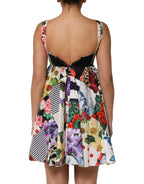 Dolce & Gabbana Multicolor Patchwork Cotton AlineMini Dress - Eljoys Fashion 