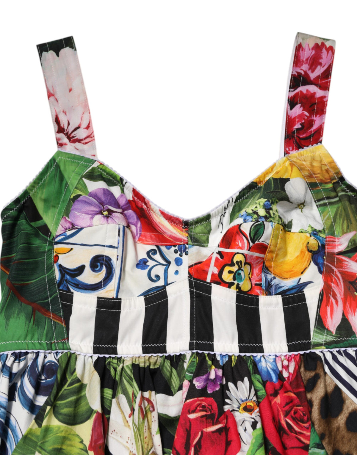 Dolce & Gabbana Multicolor Patchwork Cotton AlineMini Dress - Eljoys Fashion 