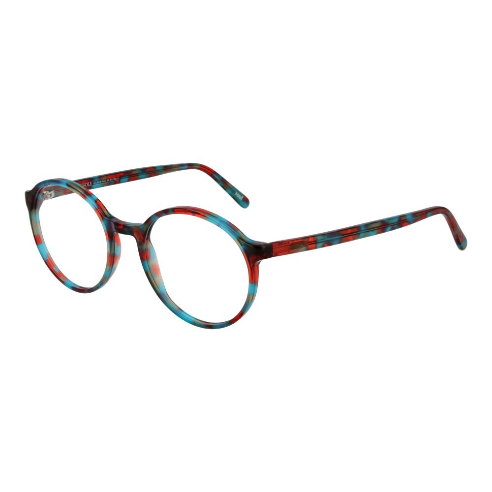 Andy Wolf multicolor acetate glasses frames with bold, vibrant design and clear lenses, showcasing modern eyewear style.