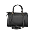 Mario Valentino black polyurethane women's bag with sleek design and subtle logo detail.