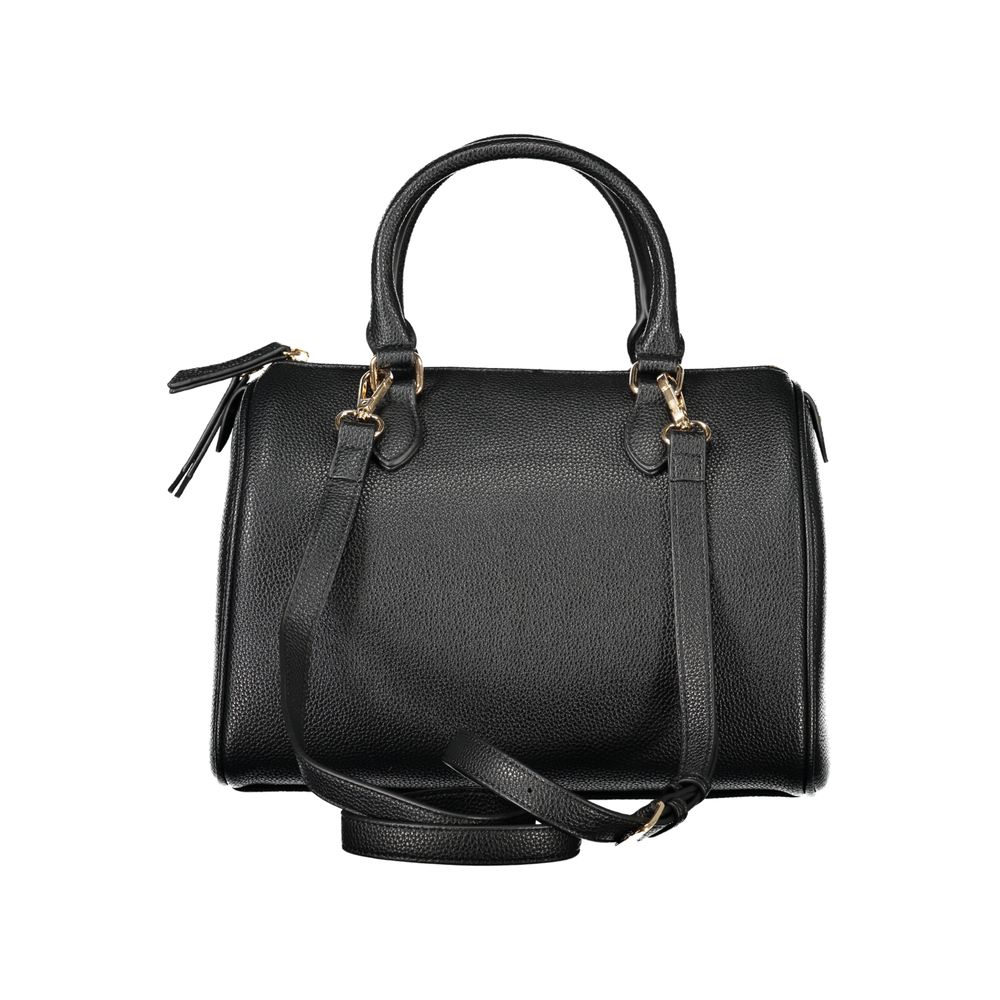 Mario Valentino black polyurethane women's bag with sleek design and subtle logo detail.