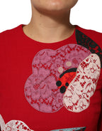 Dolce & Gabbana Red Lace Floral Applique A-line Mini Dress - Eljoys Fashion 