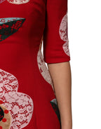 Dolce & Gabbana Red Lace Floral Applique A-line Mini Dress - Eljoys Fashion 
