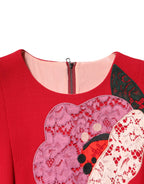 Dolce & Gabbana Red Lace Floral Applique A-line Mini Dress - Eljoys Fashion 