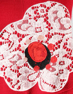 Dolce & Gabbana Red Lace Floral Applique A-line Mini Dress - Eljoys Fashion 