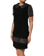 Dolce & Gabbana Black Crystal Embellished Collared Mini Dress - Eljoys Fashion 