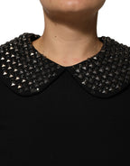 Dolce & Gabbana Black Crystal Embellished Collared Mini Dress - Eljoys Fashion 