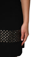 Dolce & Gabbana Black Crystal Embellished Collared Mini Dress - Eljoys Fashion 