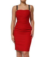 Dolce & Gabbana Red Stretch Bodycon Sheath Knee Length Dress - Eljoys Fashion 