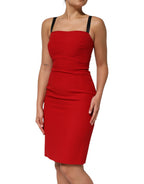 Dolce & Gabbana Red Stretch Bodycon Sheath Knee Length Dress - Eljoys Fashion 