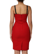 Dolce & Gabbana Red Stretch Bodycon Sheath Knee Length Dress - Eljoys Fashion 