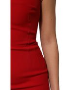 Dolce & Gabbana Red Stretch Bodycon Sheath Knee Length Dress - Eljoys Fashion 