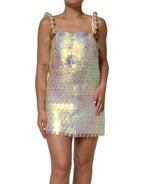 Dolce & Gabbana Multicolor Sequin Holographic Mini  Dress - Eljoys Fashion 