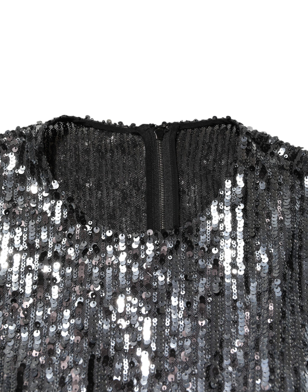 Dolce & Gabbana Black Sequined Long Sleeves Midi A-line Dress