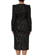 Dolce & Gabbana Black Sequin Bouclé Tweed Sheath Dress - Eljoys Fashion 