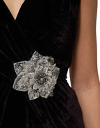Dolce & Gabbana Black Velvet Flower Embellishment Aline Dress - Eljoys Fashion 