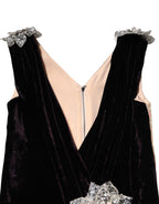 Dolce & Gabbana Black Velvet Flower Embellishment Aline Dress - Eljoys Fashion 