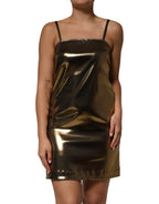 Dolce & Gabbana Metallic Gold Sleeveless A-line Mini Dress - Eljoys Fashion 