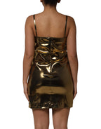 Dolce & Gabbana Metallic Gold Sleeveless A-line Mini Dress - Eljoys Fashion 