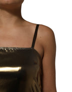 Dolce & Gabbana Metallic Gold Sleeveless A-line Mini Dress - Eljoys Fashion 