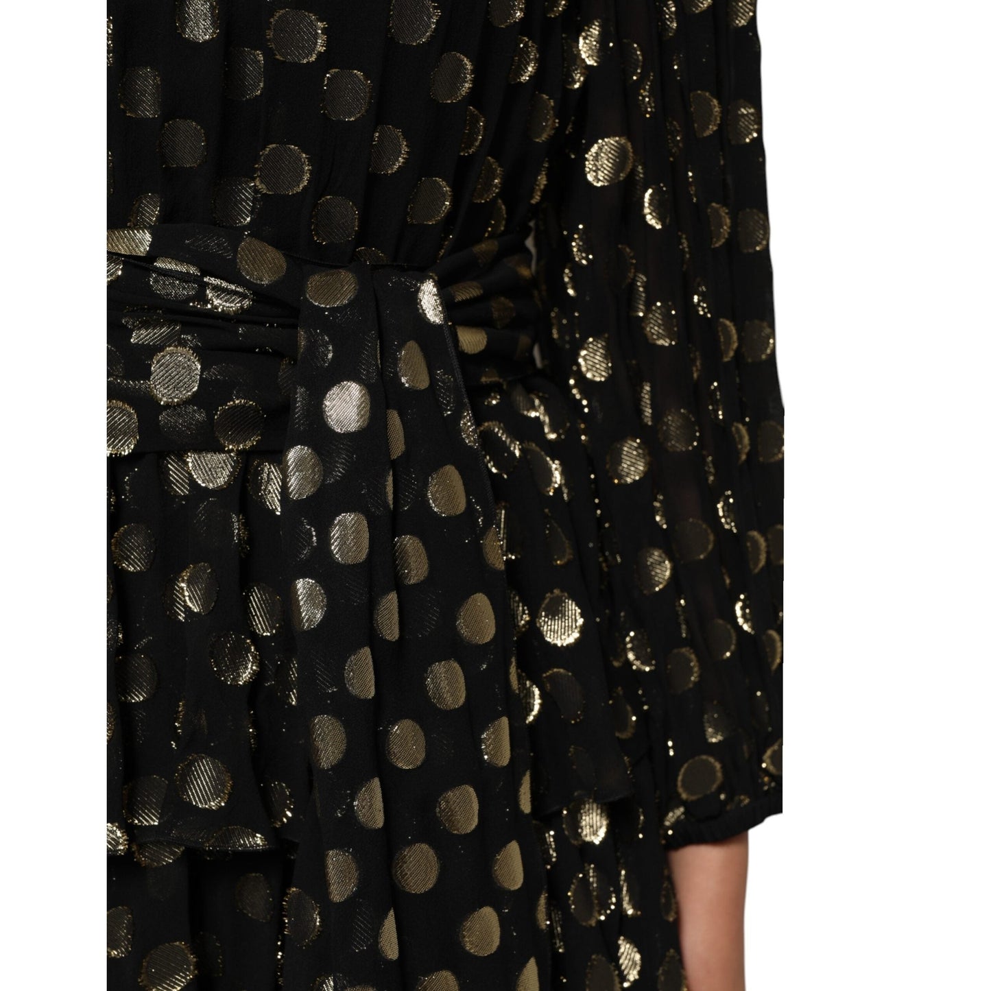 Dolce & Gabbana Black Gold Polka Dot Silk Brocade Mini Dress