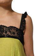 Dolce & Gabbana Yellow Black Babydoll Chemise Lingerie Dress - Eljoys Fashion 