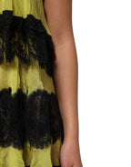 Dolce & Gabbana Yellow Black Babydoll Chemise Lingerie Dress - Eljoys Fashion 