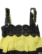 Dolce & Gabbana Yellow Black Babydoll Chemise Lingerie Dress - Eljoys Fashion 