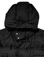 Dolce & Gabbana Black Jacquard Quilted Puffer Hooded Jacket - Eljoys Fashion 