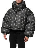 Dolce & Gabbana Black DG Monogram Full Zip Puffer Men Jacket - Eljoys Fashion 