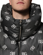 Dolce & Gabbana Black DG Monogram Full Zip Puffer Men Jacket - Eljoys Fashion 