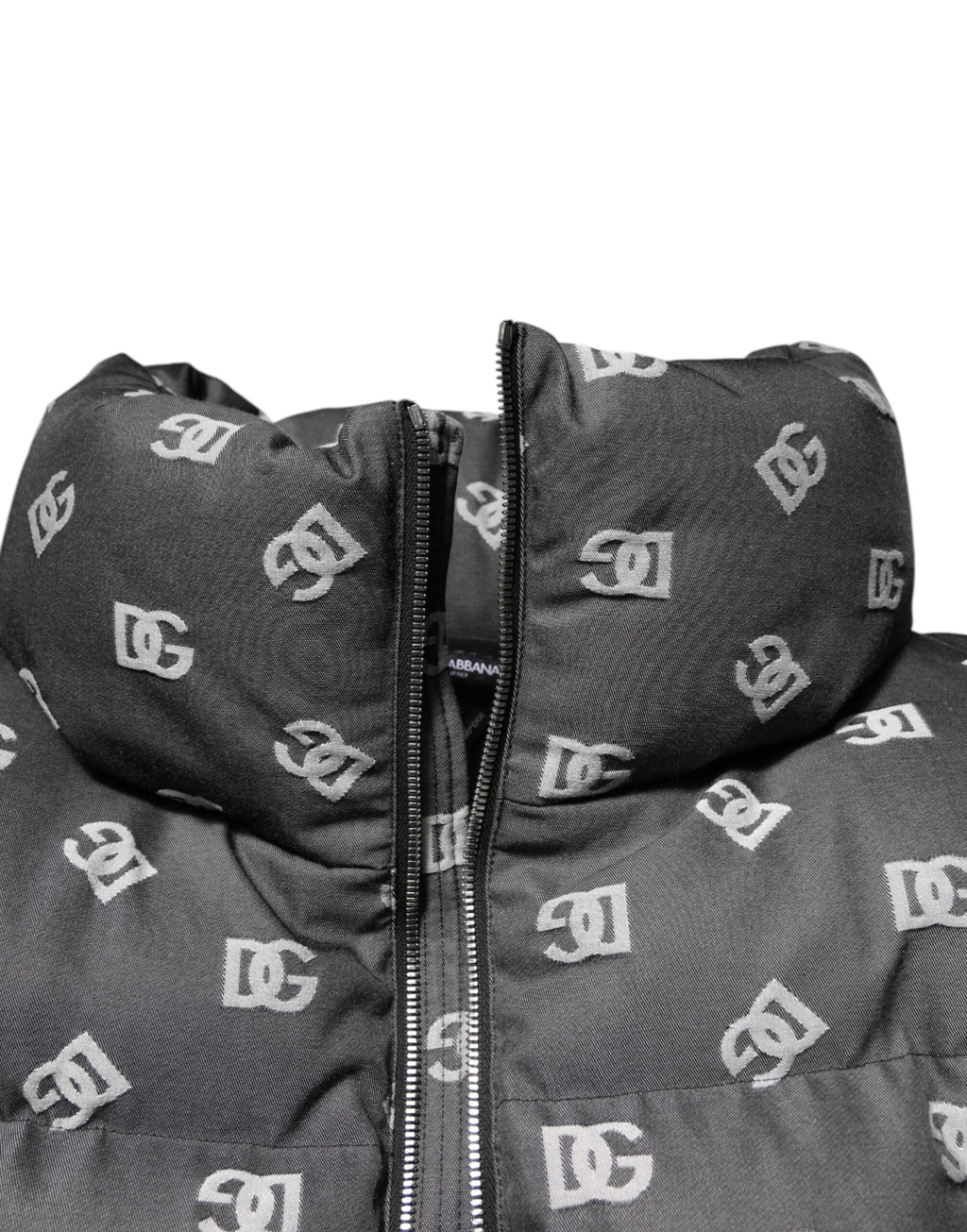 Dolce & Gabbana Black DG Monogram Full Zip Puffer Men Jacket - Eljoys Fashion 