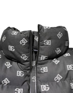 Dolce & Gabbana Black DG Monogram Full Zip Puffer Men Jacket - Eljoys Fashion 