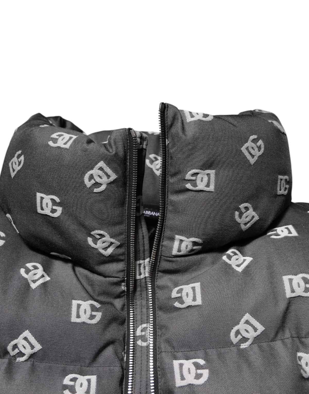 Dolce & Gabbana Black DG Monogram Full Zip Puffer Men Jacket - Eljoys Fashion 