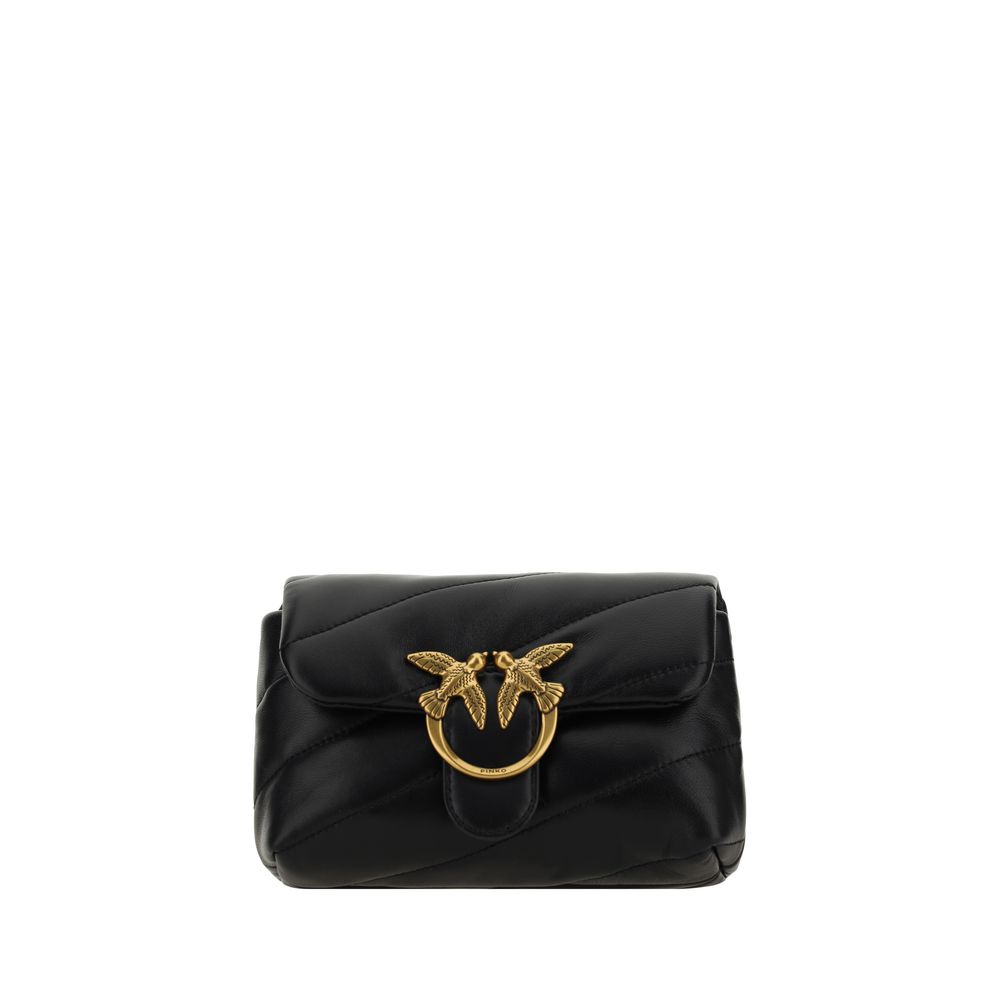 PINKO Black Calf Leather Bos Taurus Shoulder Bag PINKO