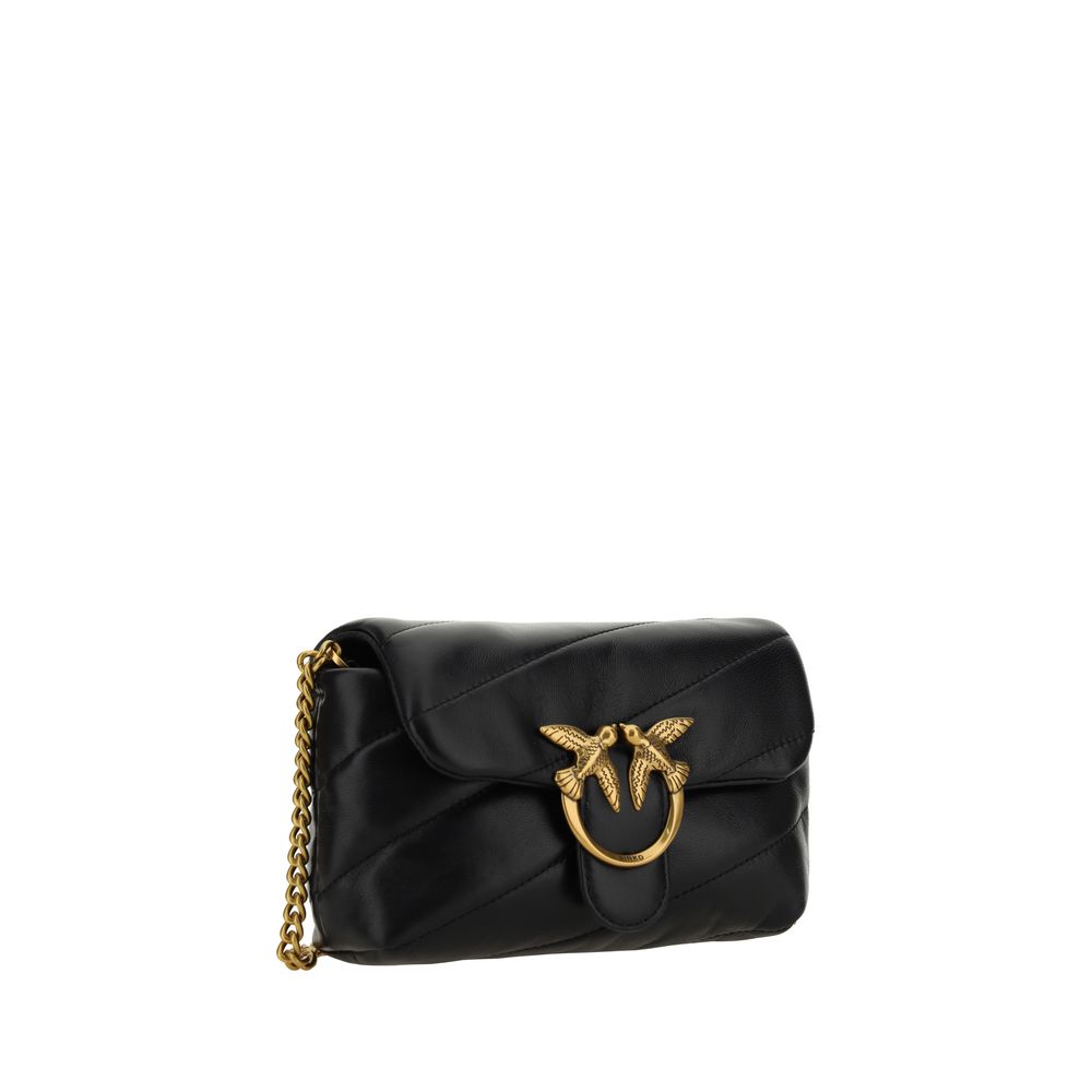 PINKO Black Calf Leather Bos Taurus Shoulder Bag PINKO