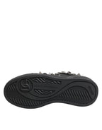 Dolce & Gabbana Black Leather Studded Low Top Sneakers Shoes - Eljoys Fashion 